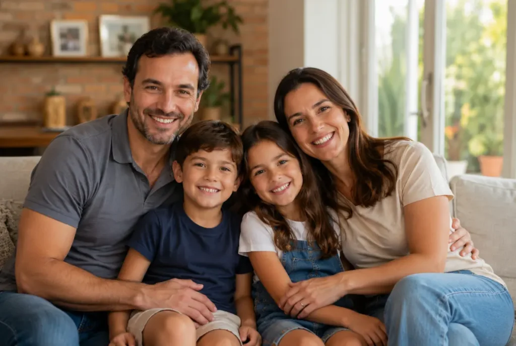 Família reunida representando a proteção de um seguro de vida em Pelotas - Empório Corretora de Seguros em Pelotas e Região